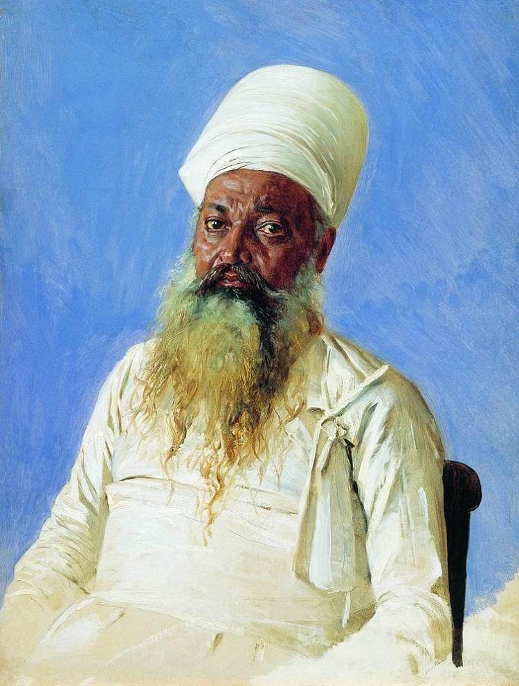 帕西祭司（拜火者）。孟买 Parsi priest (fire-worshiper). Bombay (1874 - 1876)，瓦西里·维列什查金