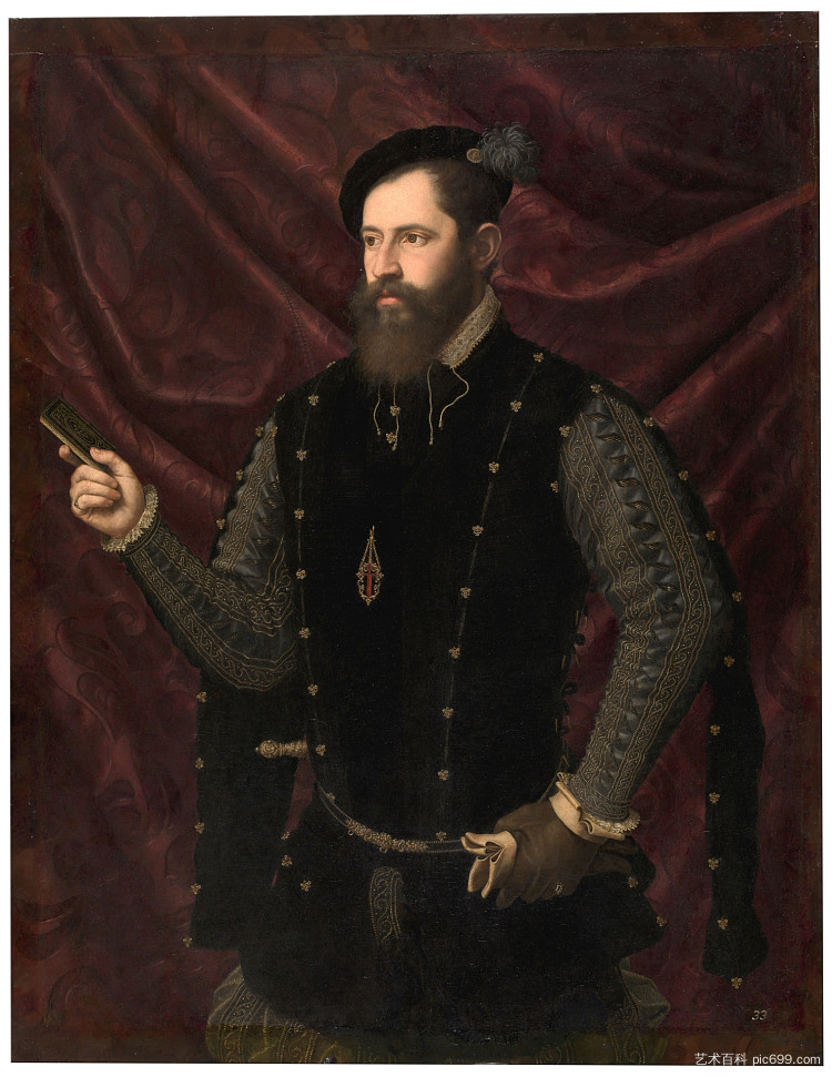 圣地亚哥绅士的肖像 Retrato De Un Caballero Santiaguista (c.1560)，维森特·胡安·马西普
