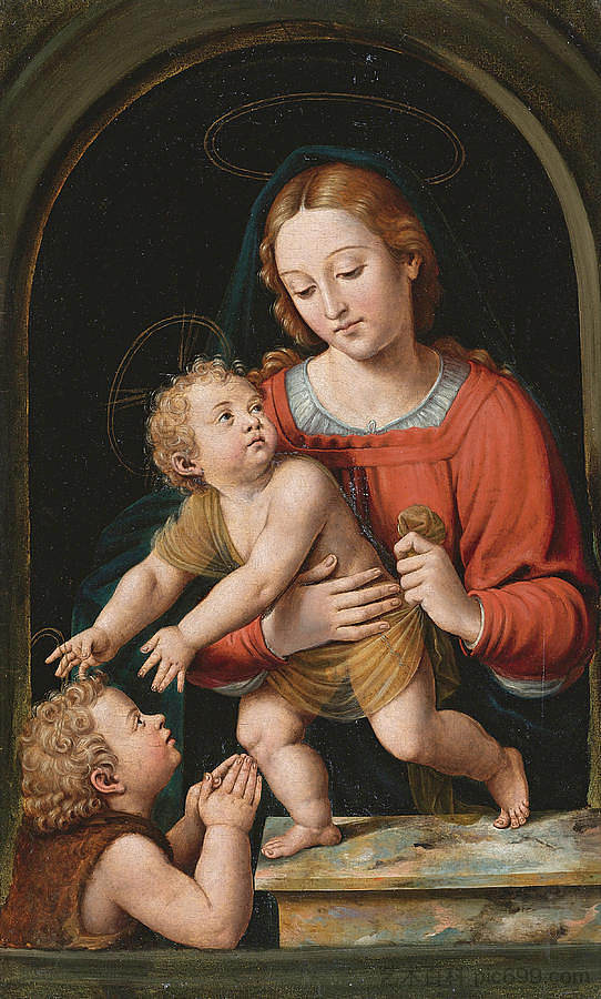 圣母玛利亚与圣婴和婴儿施洗者圣约翰 The Virgin Mary with the Christ Child and the Infant Saint John the Baptist，维森特·胡安·马西普