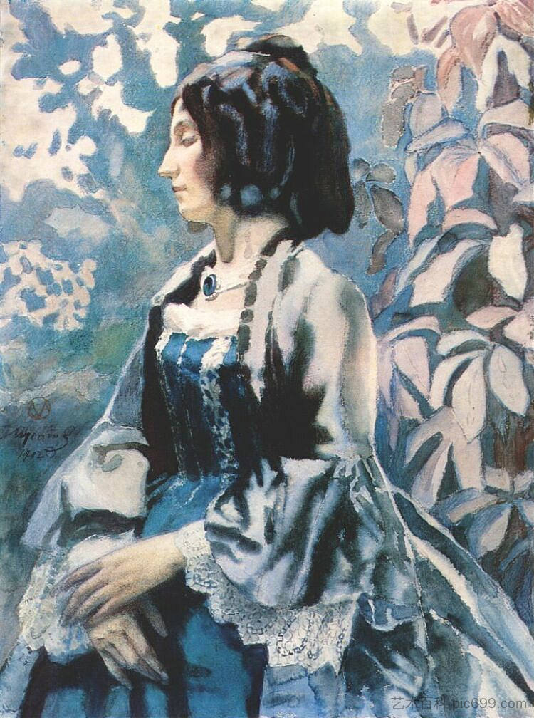 蓝衣女郎 Lady in Blue (1902; Saratov,Russian Federation  )，鲍里索夫·穆萨托夫