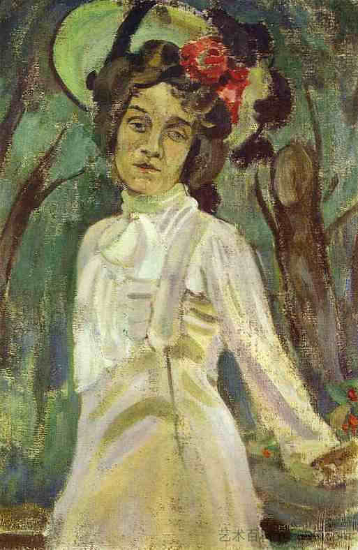 娜杰日达·斯坦纽科维奇的肖像 Portrait of Nadezhda Staniukovich (1903; Russian Federation ),鲍里索夫·穆萨托夫