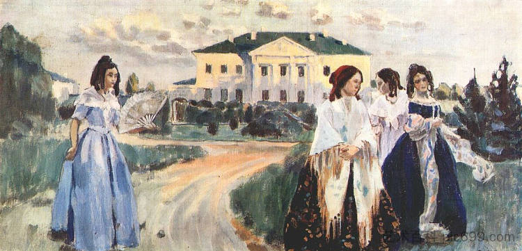 在日落时分散步 Walk at Sunset (1903; Russian Federation  )，鲍里索夫·穆萨托夫