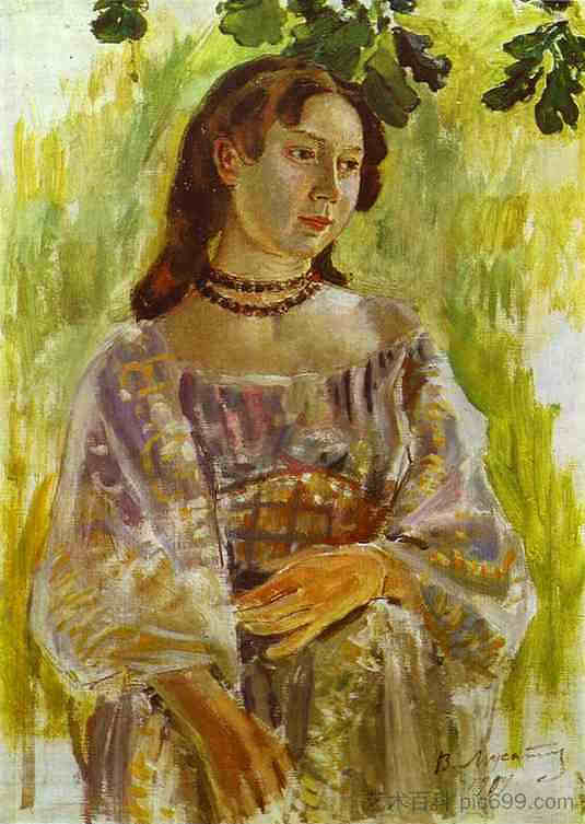 戴项链的年轻女孩 Young Girl with a Necklace (1904; Russian Federation  )，鲍里索夫·穆萨托夫