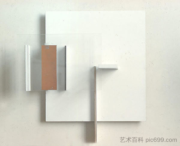 白色、黑色和赭石抽象 Abstract in White, Black and Ochre (1962)，维克多帕斯莫尔