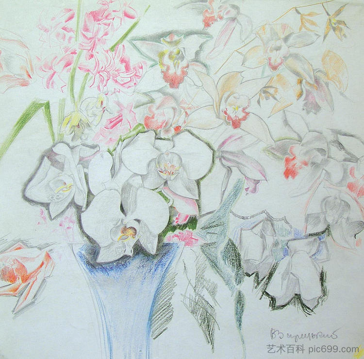 花 Flowers (c.1970)，维克多扎雷茨基