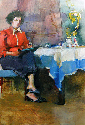 靠近桌子 Near the Table (c.1950)，维克多扎雷茨基