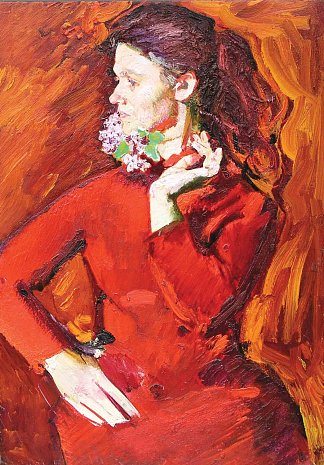 红衣女子的肖像 Portrait of a Woman in Red (c.1970)，维克多扎雷茨基