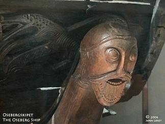奥塞伯格雕刻头像 Oseberg Carved Head (c.800)，维京艺术