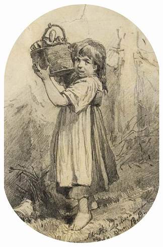 拿着韧皮篮的女孩 Girl with a bast basket (1870)，维克托·米哈伊洛维奇·瓦斯涅佐夫