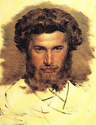 艺术家阿克希普·昆吉的肖像 Portrait of the Artist Arkhip Kuinji (1869)，维克托·米哈伊洛维奇·瓦斯涅佐夫