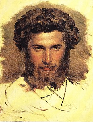 艺术家阿克希普·昆吉的肖像 Portrait of the Artist Arkhip Kuinji (1869)，维克托·米哈伊洛维奇·瓦斯涅佐夫