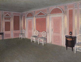 路易抓住风格的内饰。来自艺术家的家。拉赫贝克斯·阿莱 Interior in Louis Seize style. From the artist’s home. Rahbeks Allé (1897)，维尔姆·哈默肖伊