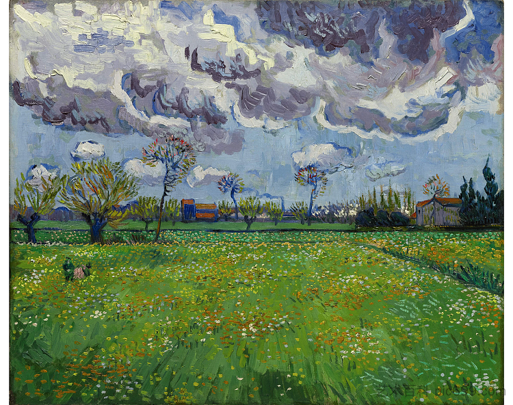 暴风雨天空下的风景 Landscape under a Stormy Sky (1888; Arles,Bouches-du-Rhône,France ),文森特·梵高