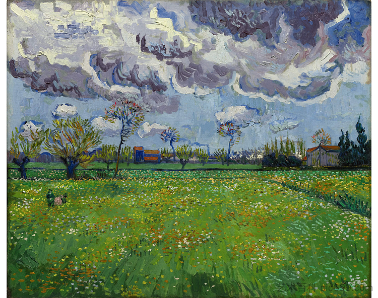 暴风雨天空下的风景 Landscape under a Stormy Sky (1888; Arles,Bouches-du-Rhône,France  )，文森特·梵高