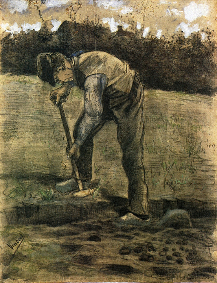 一个挖掘机 A Digger (1881; Netherlands  )，文森特·梵高