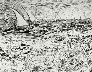 海上的渔船 A Fishing Boat at Sea (1888; Arles,Bouches-du-Rhône,France                     )，文森特·梵高