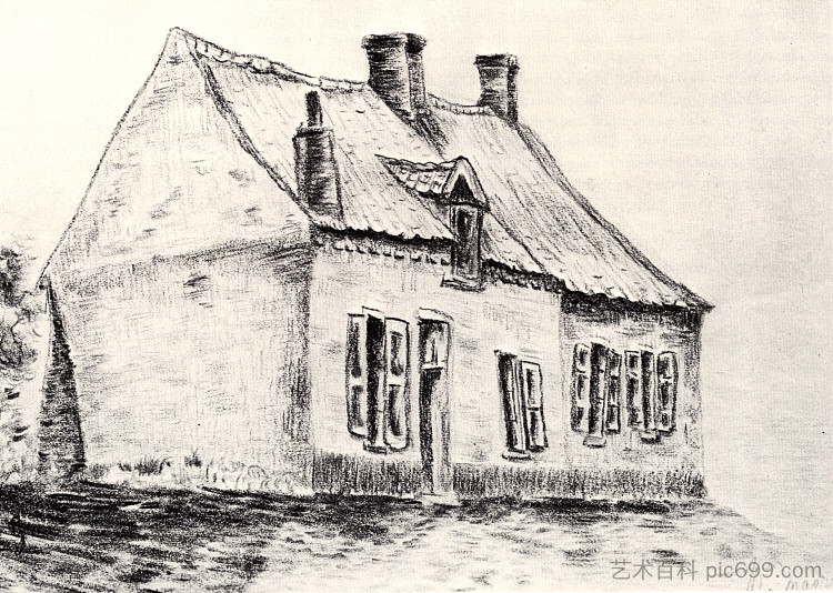 马格罗斯的房子 A house Magros (1879; Cuesmes,Belgium  )，文森特·梵高