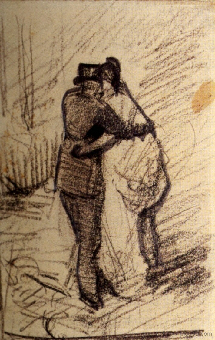 从后面看的男人和女人 A Man and a Woman Seen from the Back (1886; Paris,France  )，文森特·梵高