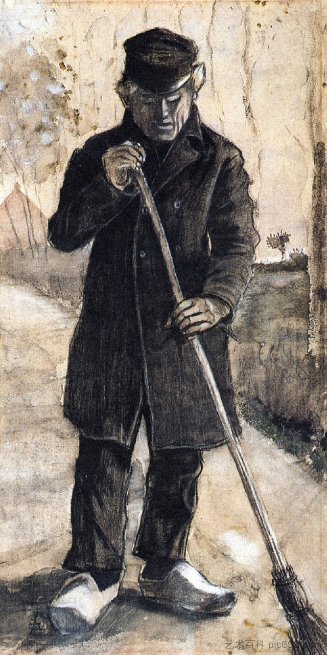 一个拿着扫帚的人 A Man with a Broom (1881; Netherlands  )，文森特·梵高