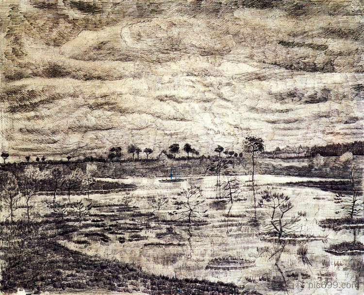 一片沼泽 A Marsh (1881; Netherlands  )，文森特·梵高