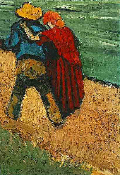 两个恋人，阿尔勒（片段） Two Lovers, Arles (Fragment) (1888; Arles,Bouches-du-Rhône,France  )，文森特·梵高