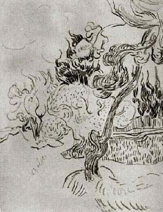 疯人院花园里的松树和柏树 A Pine Tree and Cypresses in the Garden of the Asylum (1889; Saint-rémy-de-provence,France                     )，文森特·梵高