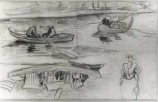 几个人的蒸笼 A Steamer with Several People (1890; Auvers-sur-oise,France                     )，文森特·梵高