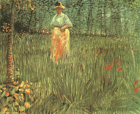 一个女人在花园里散步 A woman walking in garden (1887; Paris,France  )，文森特·梵高