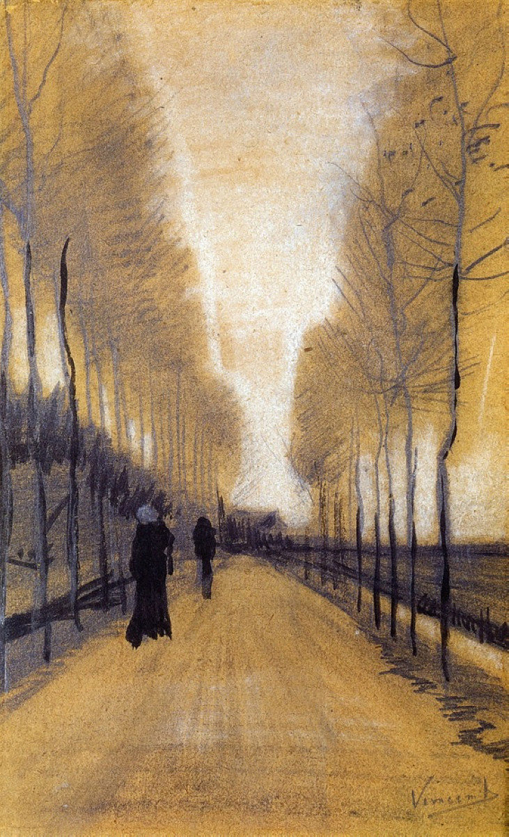 树木环绕的小巷 Alley Bordered by Trees (1884; Nunen / Nuenen,Netherlands  )，文森特·梵高