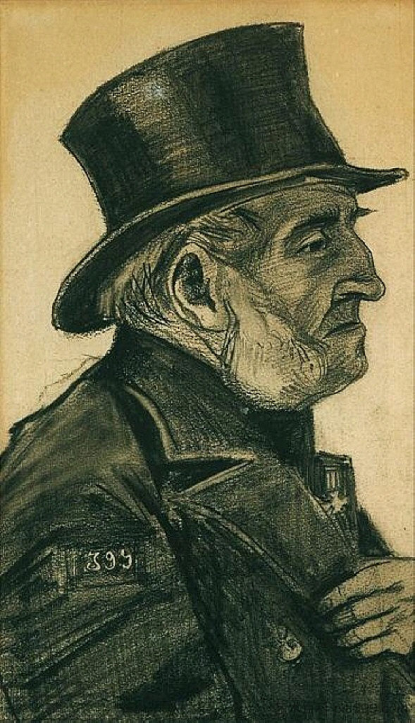 戴大礼帽的济贫院老人 An Almshouse Man in a Top Hat (1882; Haag / Den Haag / La Haye / The Hague,Netherlands  )，文森特·梵高