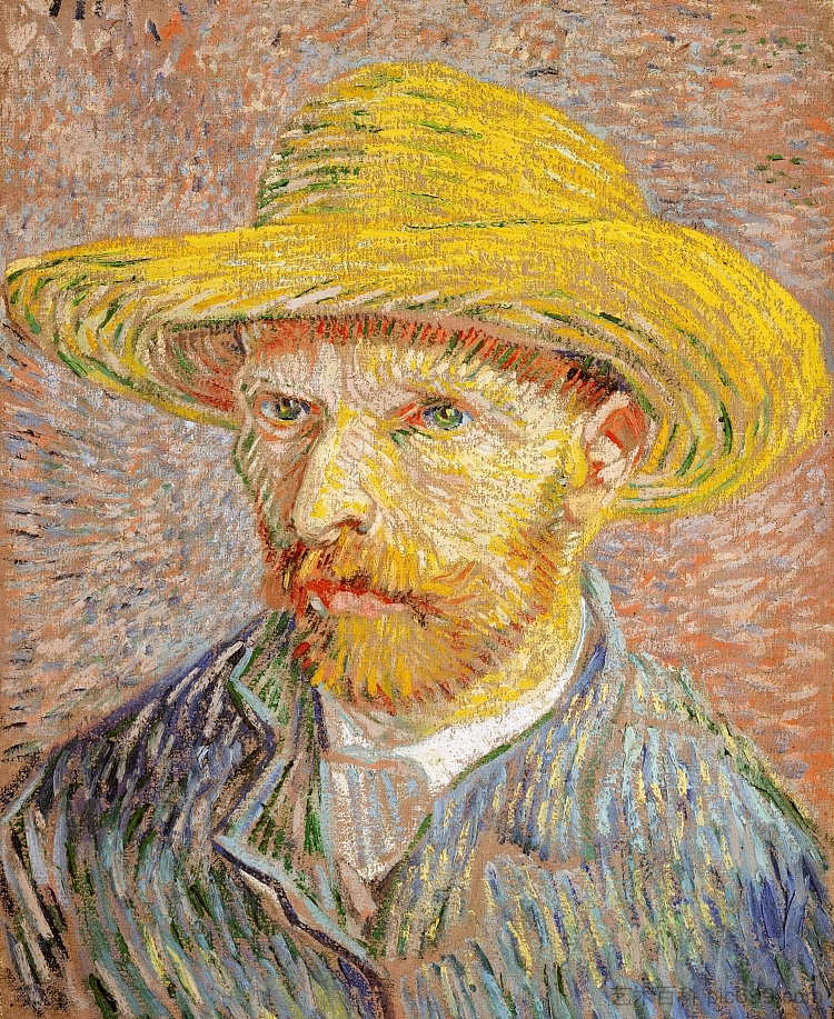 带草帽的自画像 Self-Portrait with Straw Hat (c.1887; Paris,France ),文森特·梵高