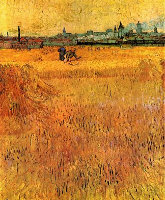 从麦田看阿尔勒 Arles View from the Wheat Fields (1888; Arles,Bouches-du-Rhône,France                     )，文森特·梵高