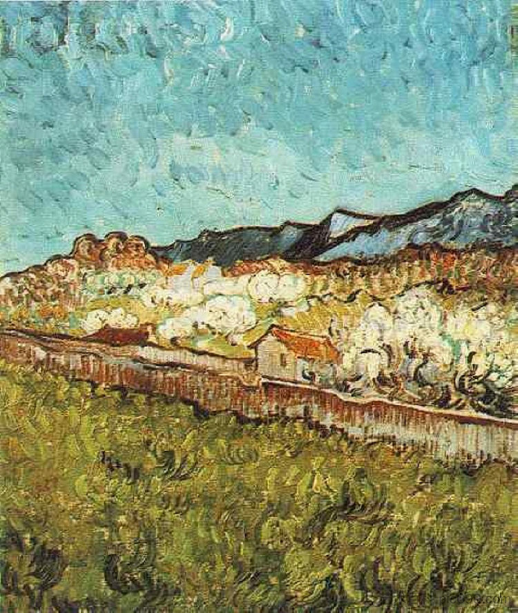 在山脚下 At the Foot of the Mountains (1889; Saint-rémy-de-provence,France  )，文森特·梵高