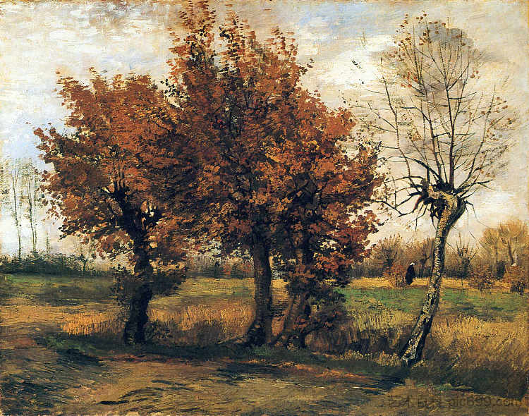 四树秋景 Autumn Landscape with Four Trees (1885; Nunen / Nuenen,Netherlands  )，文森特·梵高