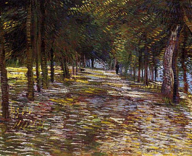 阿涅尔的沃耶达根森公园大道 Avenue in Voyer d'Argenson Park at Asnieres (1887; Paris,France  )，文森特·梵高