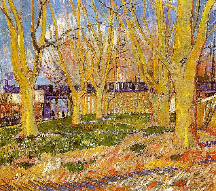 阿尔勒站附近的梧桐树大道 Avenue of Plane Trees near Arles Station (1888; Arles,Bouches-du-Rhône,France  )，文森特·梵高