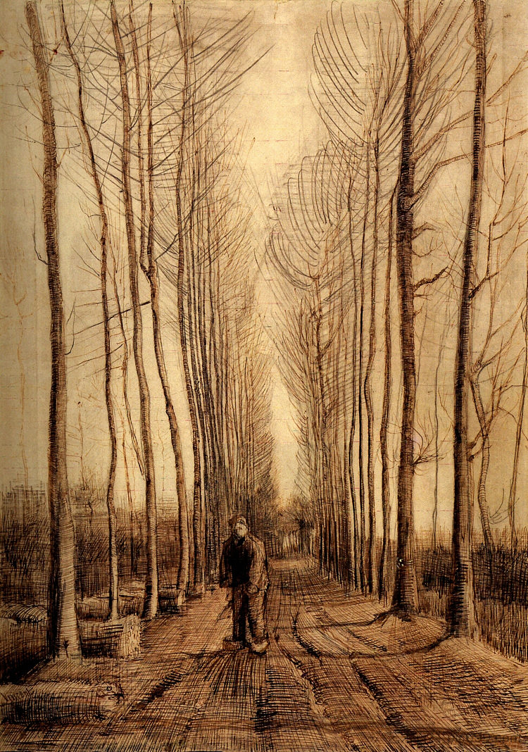 白杨树大道 Avenue of Poplars (1884; Nunen / Nuenen,Netherlands  )，文森特·梵高