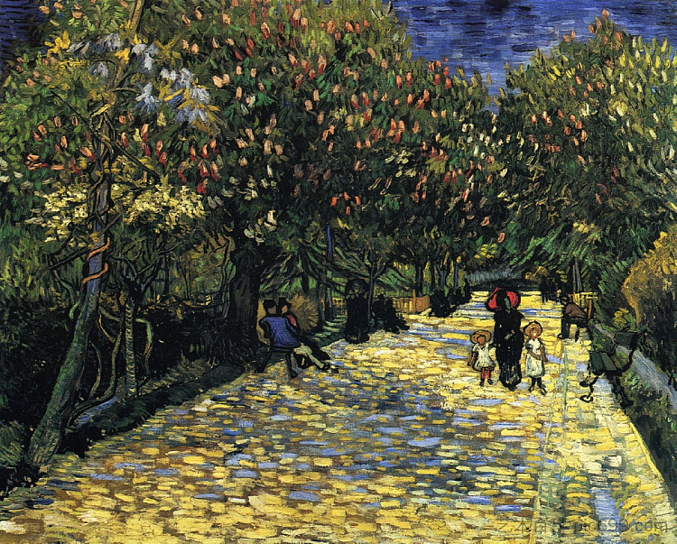 阿尔勒开花的栗树大道 Avenue with Flowering Chestnut Trees at Arles (1889; Arles,Bouches-du-Rhône,France  )，文森特·梵高