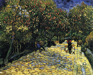 阿尔勒开花的栗树大道 Avenue with Flowering Chestnut Trees at Arles (1889; Arles,Bouches-du-Rhône,France                     )，文森特·梵高