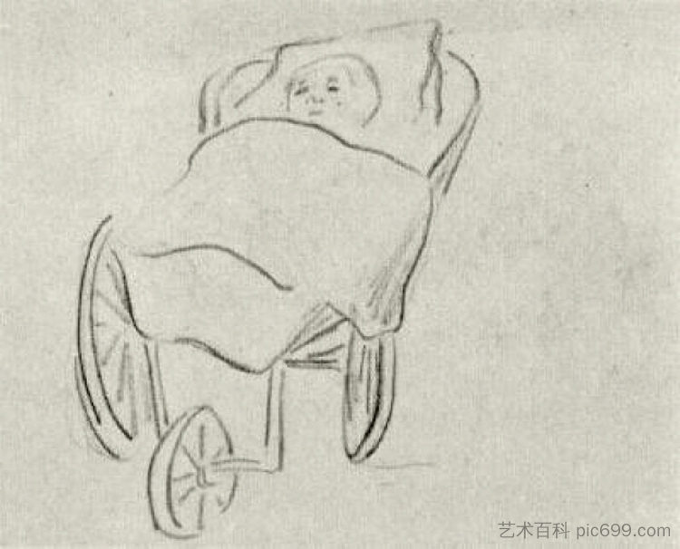 婴儿车里的婴儿 Baby in a Carriage (c.1882; Haag / Den Haag / La Haye / The Hague,Netherlands  )，文森特·梵高