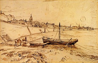 阿尔勒的罗纳河岸 Bank of the Rhone at Arles (1888; Arles,Bouches-du-Rhône,France                     )，文森特·梵高