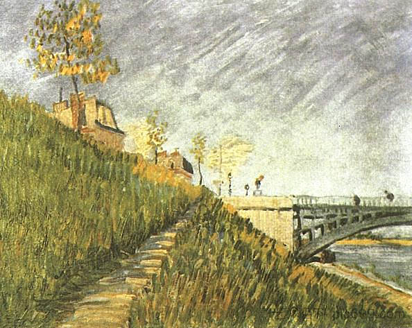 克利希桥附近的塞纳河畔 Banks of the Seine near Pont de Clichy (1887; Paris,France  )，文森特·梵高