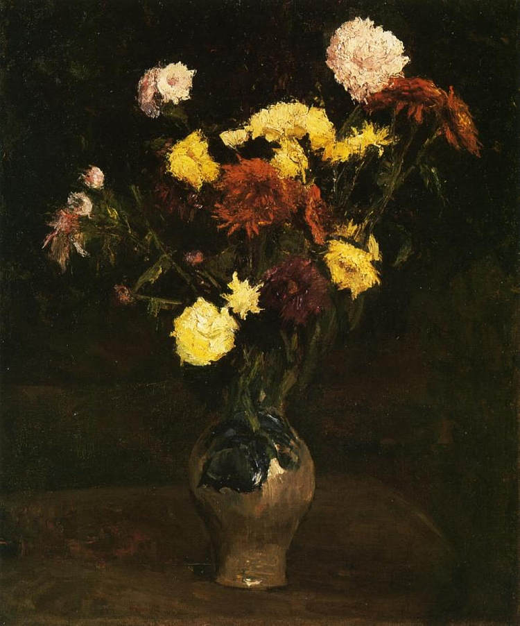 康乃馨和百日菊篮子 Basket of Carnations and Zinnias (1886; Paris,France  )，文森特·梵高