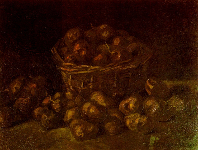 一篮子土豆 Basket of Potatoes (1885; Nunen / Nuenen,Netherlands  )，文森特·梵高