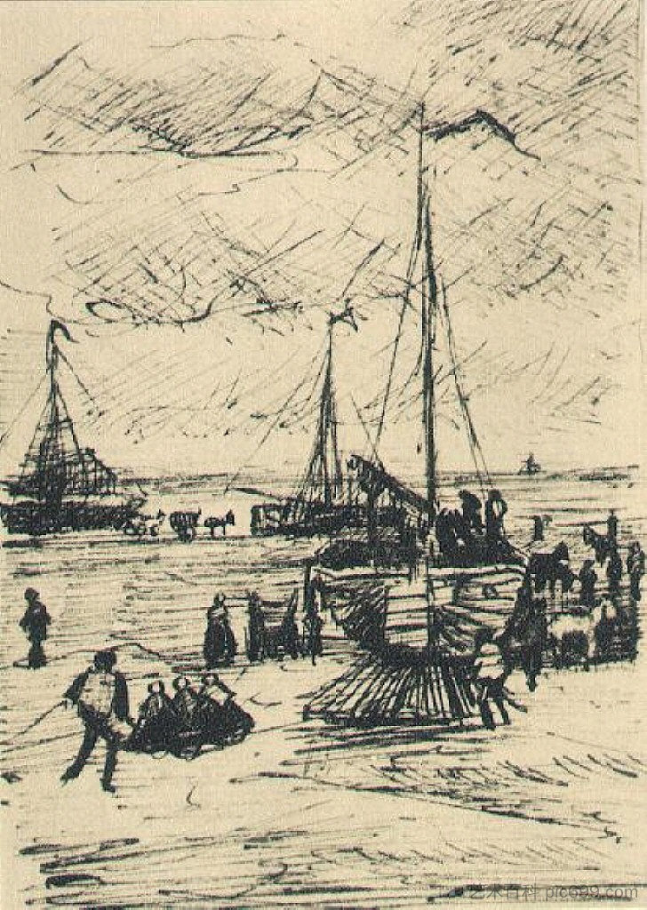 Beach and Boats Beach and Boats (1882; Haag / Den Haag / La Haye / The Hague,Netherlands  )，文森特·梵高