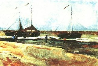平静天气中的斯海弗宁根海滩 Beach at Scheveningen in Calm Weather (1882; Haag / Den Haag / La Haye / The Hague,Netherlands                     )，文森特·梵高