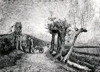 树篱后面 Behind the Hedges (1884; Nunen / Nuenen,Netherlands                     )，文森特·梵高