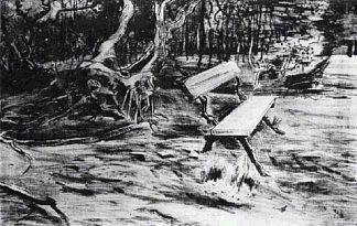 林中长凳 Bench in a Wood (1882; Haag / Den Haag / La Haye / The Hague,Netherlands                     )，文森特·梵高