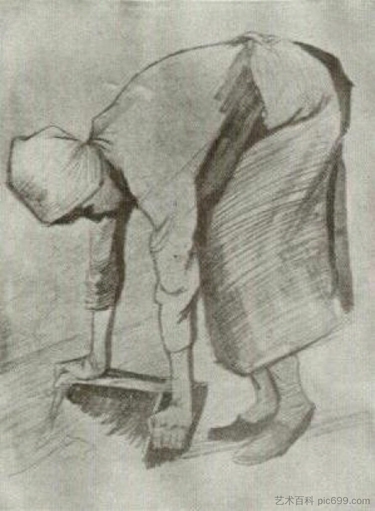 弯曲的女人 Bending Woman (1882; Haag / Den Haag / La Haye / The Hague,Netherlands  )，文森特·梵高