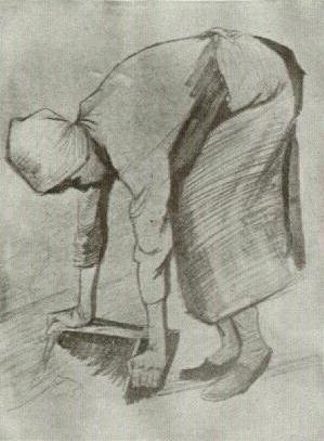 弯曲的女人 Bending Woman (1882; Haag / Den Haag / La Haye / The Hague,Netherlands                     )，文森特·梵高